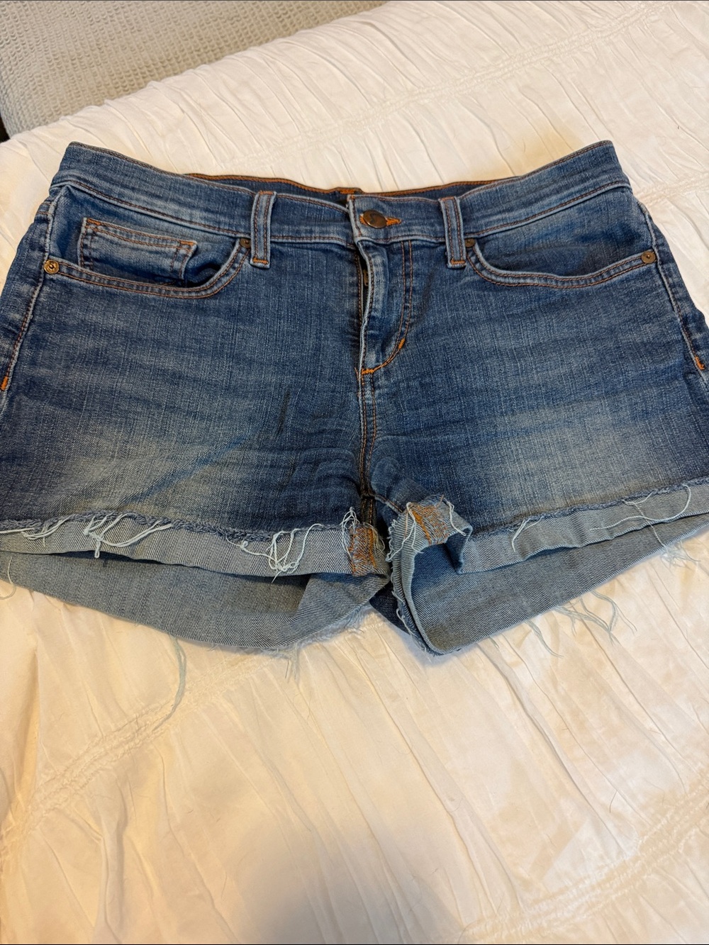 Joe's Jeans Distressed Mid Blue Denim Cutoff Shorts